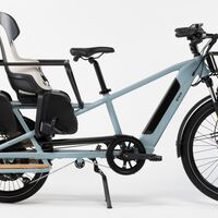 Decathlon E-Lastenrad Elops Longtail mit 2 Kindersitzen